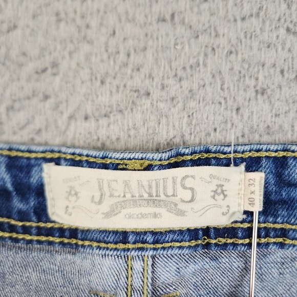 Akademiks Jeans Mens 40x32 Blue Slim Moto Fit Stone Wash Modern Denim Jeanius - Picture 7 of 10